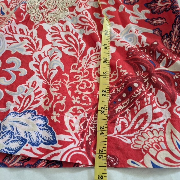 CHARTER CLUB Cotton Peasant Tunic Top Blouse Petite Sm Gold Boho Colorful Travel - Picture 6 of 8